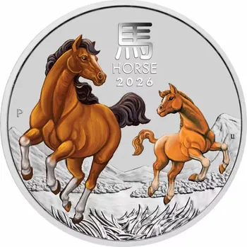 Stříbrná mince 2 Oz Lunar Series III Year of the Horse 2026 Kolorováno