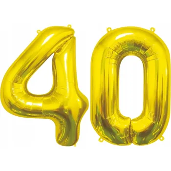 Balónek Fóliový Balón na Narozeniny Výročí Dekorace Číslo 40 Zlatý 85 cm na Helium