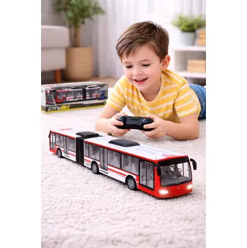 autíčko VELKÝ AUTOBUS NA DÁLKOVÉ OVLÁDÁNÍ S AKUMULÁTOREM A NABÍJEČKOU - MĚSTSKÝ AUTOBUS