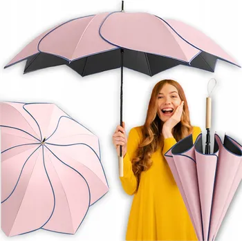 Deštník AUTOMATICKÝ VELKÝ VODĚODOLNÝ DEŠTNÍK RŮŽOVÝ