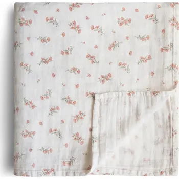 Zavinovačka MUSHIE Mušelínová deka Zavinovačka 120x120 Pink květ