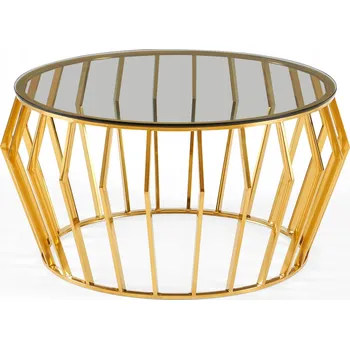 Konferenční stolek Moderní konferenční stolek kulatý ze skla Form 80cm Zlatý