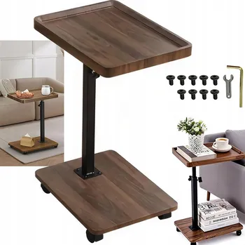 Konferenční stolek NASTAVITELNÝ OTOČNÝ ODKLÁDACÍ STOLEK S VÝŠKOVÝM NASTAVENÍM 360° NA KOLEČKÁCH