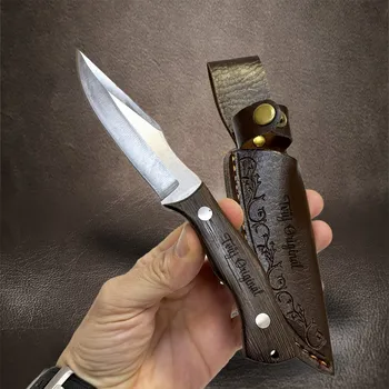 lovecký nůž Menší lovecký nůž včetně koženého pouzdra s vlastním textem + prémiové dárkové balení BE Original