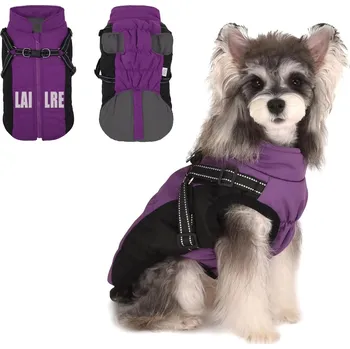 Obleček pro psa Nepromokavý zimní kabát pro psa s integrovaným postrojem velikost L