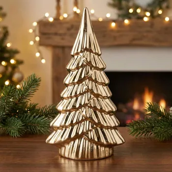 Vánoční dekorace Vánoční porcelánová figurka ALTOM DESIGN STROMEK 16 cm zlatá