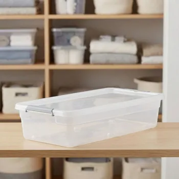 Úložný box Plastový úložný box s víkem na kolečkách MOXOM BASESTORE 35 l průhledný