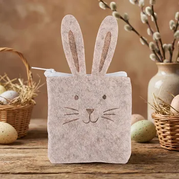 Velikonoční dekorace Velikonoční filcová peněženka ALTOM DESIGN ZAJÍC 14,5 cm béžová