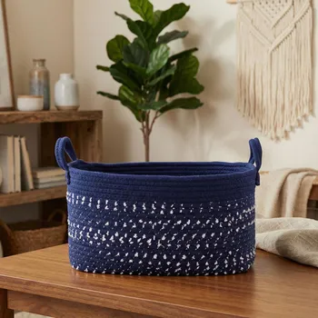 Nákupní košík Pletený košík obdélníkový ALTOM DESIGN BOHO 27 cm tmavě modrý