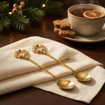 Příbor Vánoční lžičky na čaj ALTOM DESIGN WIANEK zlaté 2 ks