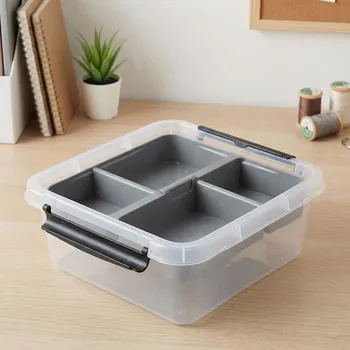 Dóza na potraviny Dóza na skladování s organizérem a rukojetí MOXOM SIMPLE STORE 6 l průhledná