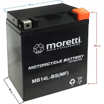 Motobaterie AGM (gelová) Akumulátor MB14L-BS MF Moretti 12v 14Ah