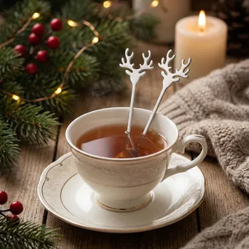 Příbor Vánoční lžičky na čaj ALTOM DESIGN RENIFER stříbrné 2 ks