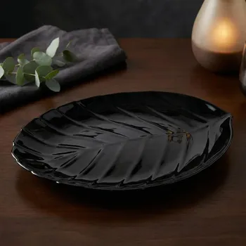 Skleněná mísa ALTOM DESIGN NOCTURN list 23 cm černá