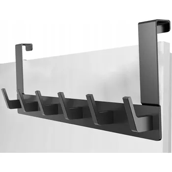 Věšák VĚŠÁK NA DVEŘE S KOVOVÝMI HÁČKY NA RUČNÍKY A OBLEČENÍ