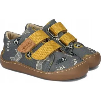 Dívčí tenisky AMEKO TENISKY BAREFOOT DĚTSKÉ KOŽENÉ NEO FUTBOL ŠEDÉ VEL. 29
