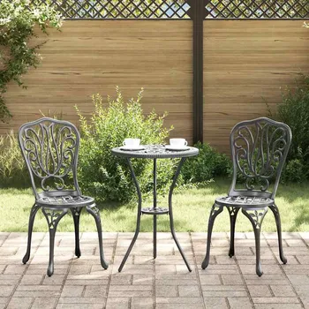 Zahradní sestava vidaXL Zahradní bistro set 3 pcs Černá Hliník [42002383]