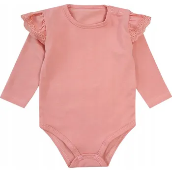 Kojenecký body BODY BAVLNA dlouhý rukáv RŮŽOVÁ KRAJKOVANÉ 74 M9E