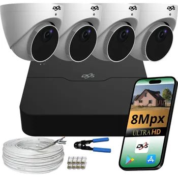 IP kamera MONITOROVACÍ SADA: 4 EXTERNÍ IP POE KAMERY 4K 8Mpx KOPULE, SMART APP