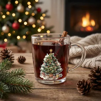 Skleněný hrnek ALTOM DESIGN ŚWIĄTECZNE DRZEWKO 350 ml