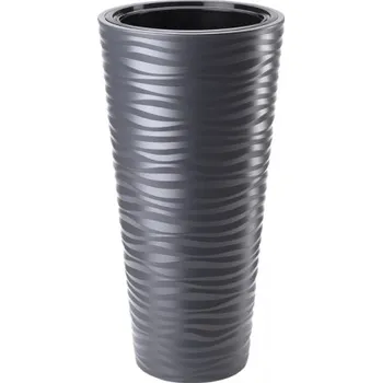 Obal na květináč Obal na květník SAHARA SLIM plastový matný d30x56cm, antracit
