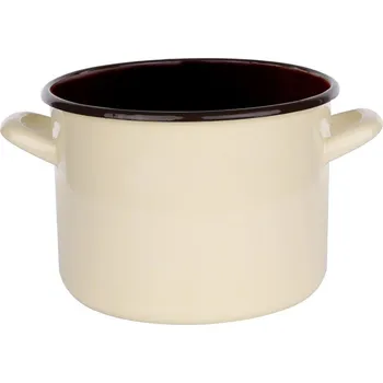 Hrnec SILESIA RYBNIK PROSTY CREMOWO-BRONZE smaltovaný hrnec 3,6