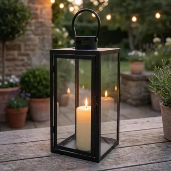 Lucerna Ozdobný kovový závěsný lampion ALTOM DESIGN černý 44 cm