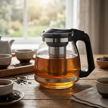 Konvice na čaj Skleněná konvice s filtrem ALTOM DESIGN 1,5 l černá