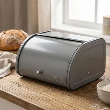 Kovový chlebník s víkem ALTOM DESIGN 30 cm šedý