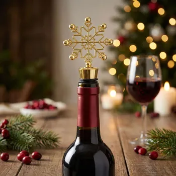 Vánoční zátka na víno ALTOM DESIGN ŚNIEŻYNKA 11 cm zlatá