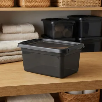 Úložný box Plastová dóza na skladování s víkem MOXOM BASESTORE COAL 1,5 l černá