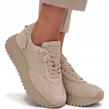 Dámské tenisky DÁMSKÉ TENISKY Z PŘÍRODNÍ KŮŽE NA PLATFORMĚ ARTIKER 55C0021 BÉŽOVÉ 38