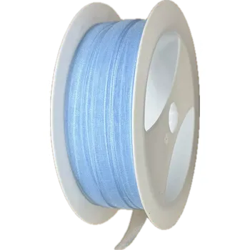 Stuha Stuha organzová Beauty Organdy – Baby Blue světle modrá 7mm x 5m (4,-Kč/m) (Světle modrá organzová stuha, 7mm široká, průsvitná, oboustranná, okraje zpevněné tkaním)