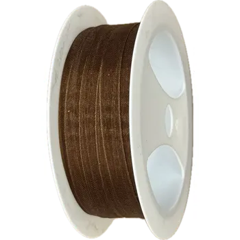 Stuha Stuha organzová Beauty Organdy – Chocolate Brown čokoládově hnědá 7mm x 5m (4,-Kč/m) (Čokoládově hnědá organzová stuha, 7mm široká, průsvitná, oboustranná, okraje zpevněné tkaním)