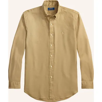 Pánská košile Polo Ralph Lauren Pánská Lněná Košile Custom Fit, velbloudí, 46