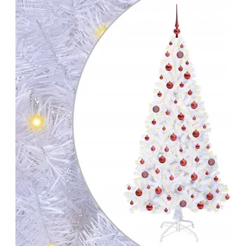 Vánoční stromek Umělý vánoční stromek s 300 LED diodami, bílý, 180 cm, PVC a ocel