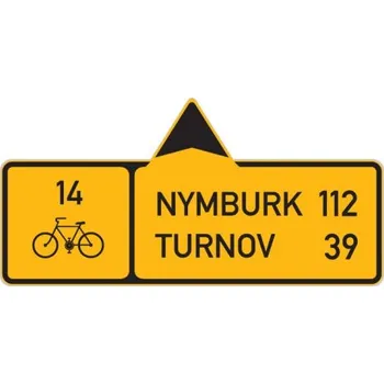 Dopravní značka Cyklo značka IS19b - Směrová tabule pro cyklisty (s dvěma cíli)