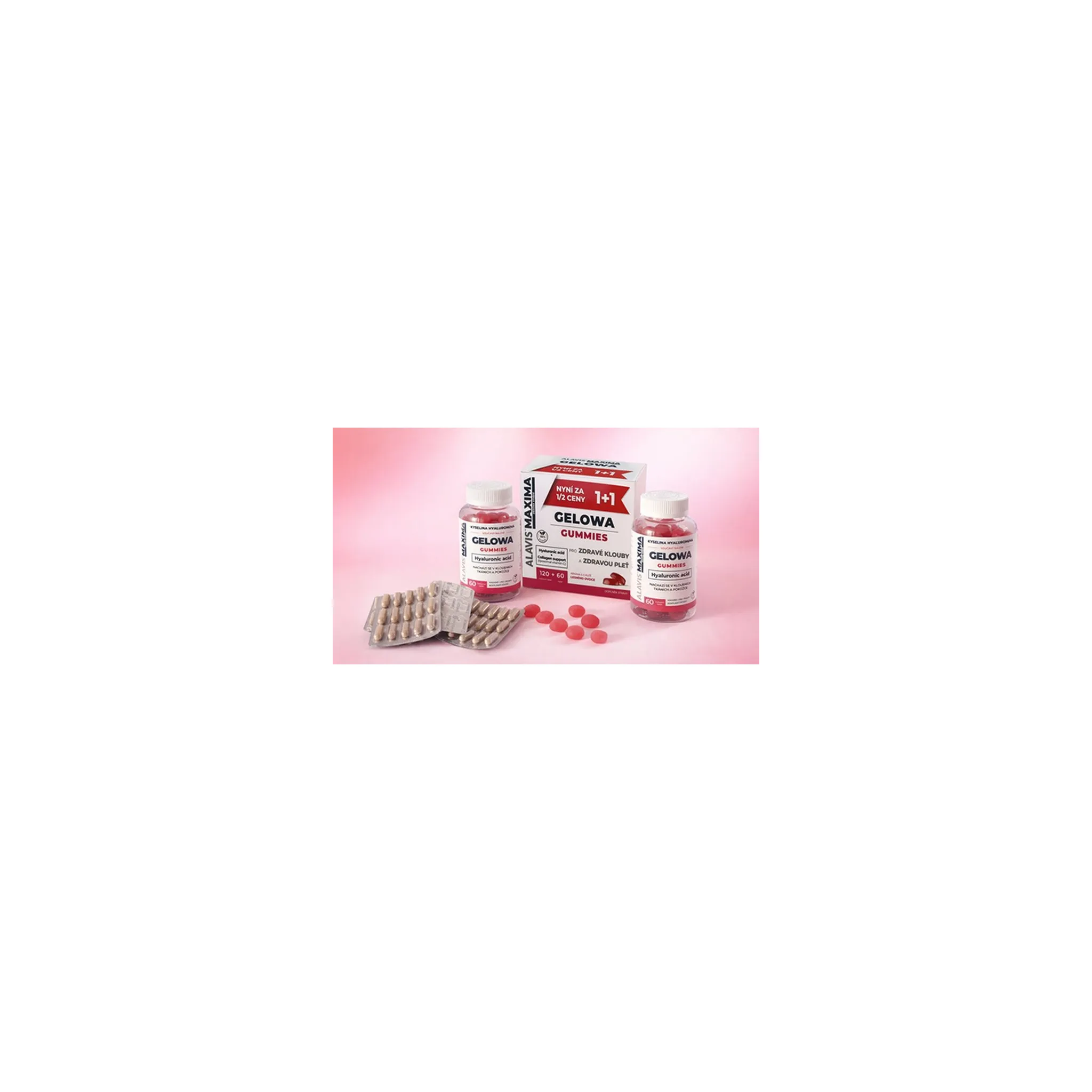 Fotografie 3 -  Alavis Maxima Gelowa Gummies jahoda 120 tbl. + 60 cps.