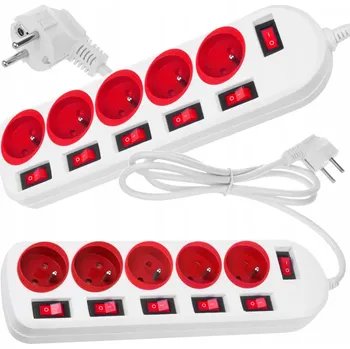 Napájecí kabel Prodlužovací Kabel lišta Maclean 1,5 m 5 ks bílá