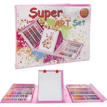 Výtvarná sada Malířská sada v kufříku -208ks růžová