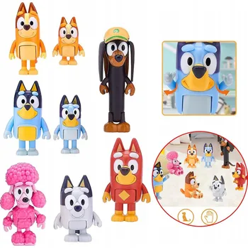 Figurka FIGUREK FIGURKI BLUEY Z RODZINĄ BLUE CAŁY SADA 8 KUSŮ 6-8 CM DÁREK
