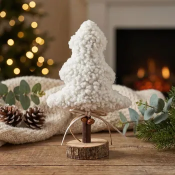 Vánoční dekorace Vánoční figurka stromek dřevěný bukla ALTOM DESIGN 24 cm bílá