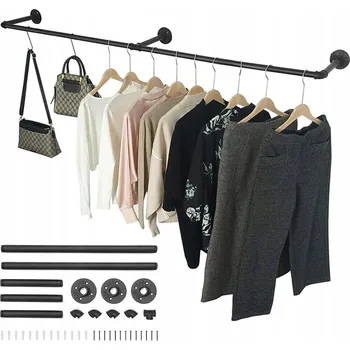 Věšák Nástěnný věšák na oblečení černý loft 120 cm