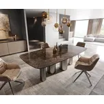 DELIFE Jídelní stůl Edge Boot 240x120 keramika Laminam® Emperador Extra Lucidato tmavě hnědá pilíř nerezová ocel grafit