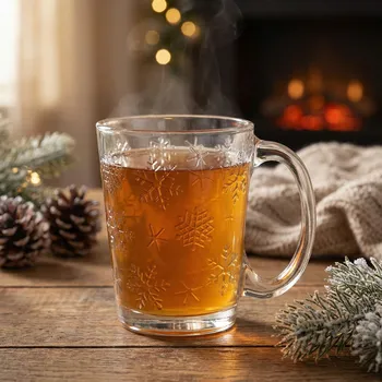 Skleněný hrnek na kávu a čaj ALTOM DESIGN SNĚHOVÉ VLOČKY 300 ml