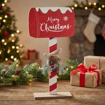 Vánoce Dřevěná poštovní schránka ALTOM DESIGN LIST DO MIKOŁAJA 36 cm červená