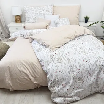 Povlečení Bavlněné povlečení Herbář Béžový oboustranný Zapínání: zip, Velikost polštáře: 70x90, Velikost přikrývky: 140x220