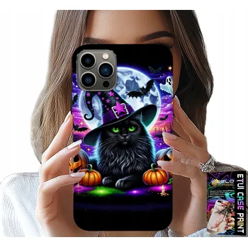 Pouzdro na mobilní telefon POUZDRO PRO IPHONE 12 PRO - ČERNÁ KOČIČKA HALLOWEEN SALEM DÝNĚ