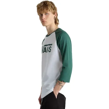 Pánské triko s krátkým rukávem VANS-CLASSIC RAGLAN-WHITE-BISTRO GREEN Bílá S