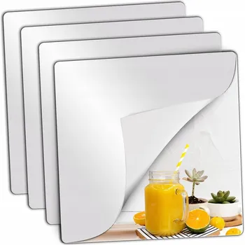 Zrcadlo 4 ks Samolepicích Zrcadel na Zeď 30x30 cm, flexibilní zrcadla z akrylu